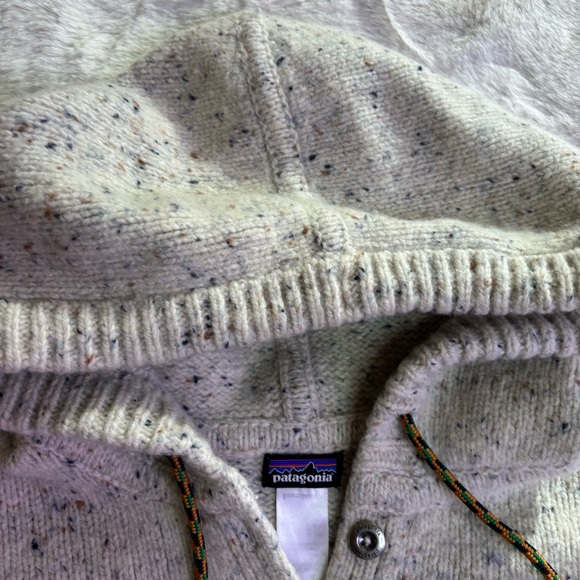 Patagonia Women’s Ranchito Speckled Wool Blend Cream Hooded Sweater, Size S - Picture 5 of 8